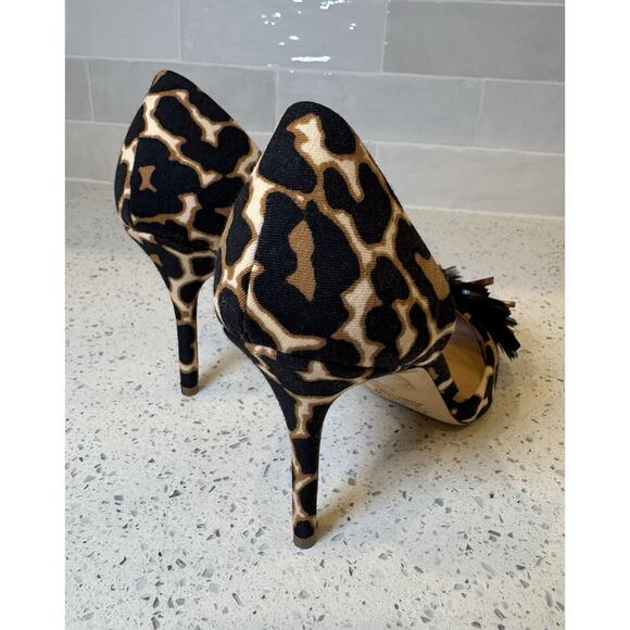 J.Crew Collection Elsie d’Orsay Pumps Leopard Print Sequin Italy Sz 7 Stiletto - Picture 10 of 16